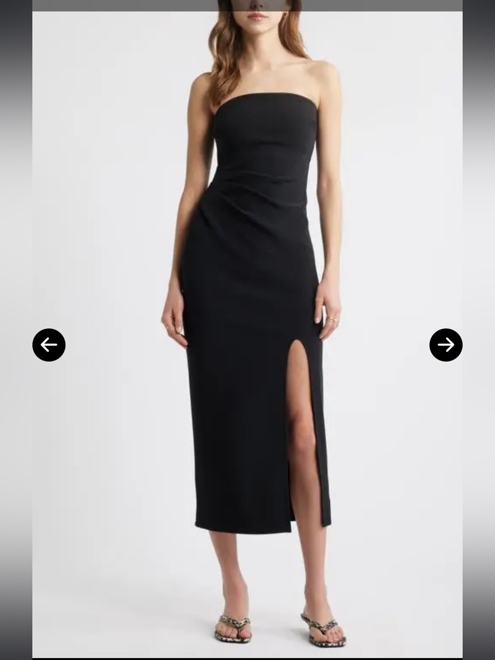 NWT Open Edit Sz XL Women’s Black Ruched Tube Strapless Maxi Slit Dress Ret $79!